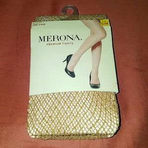 NWT Gold Glittered Fishnet Tights